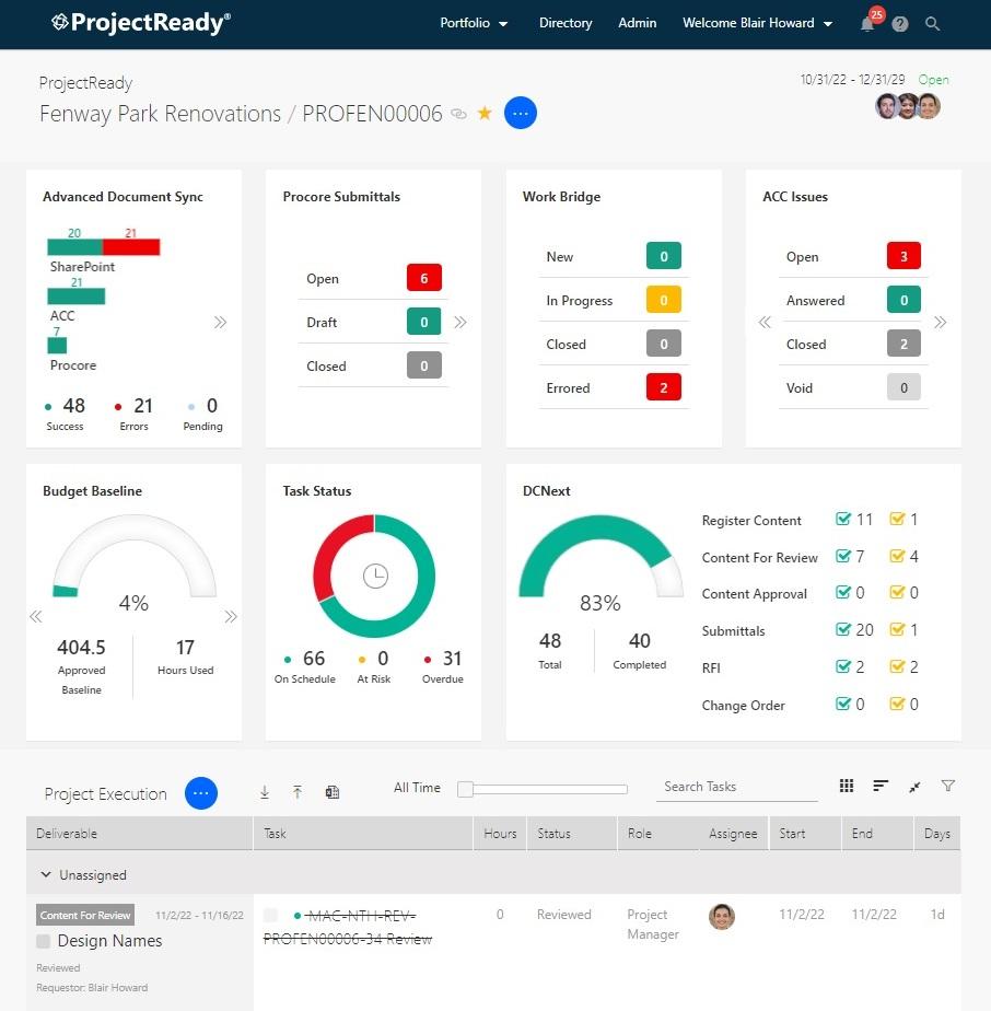 ProjectReady Dynamic Interface